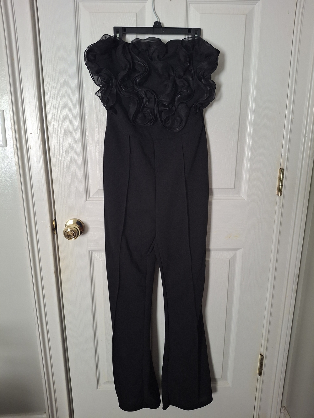 Strapless Black Jumpsuit with Ruffle Bodice